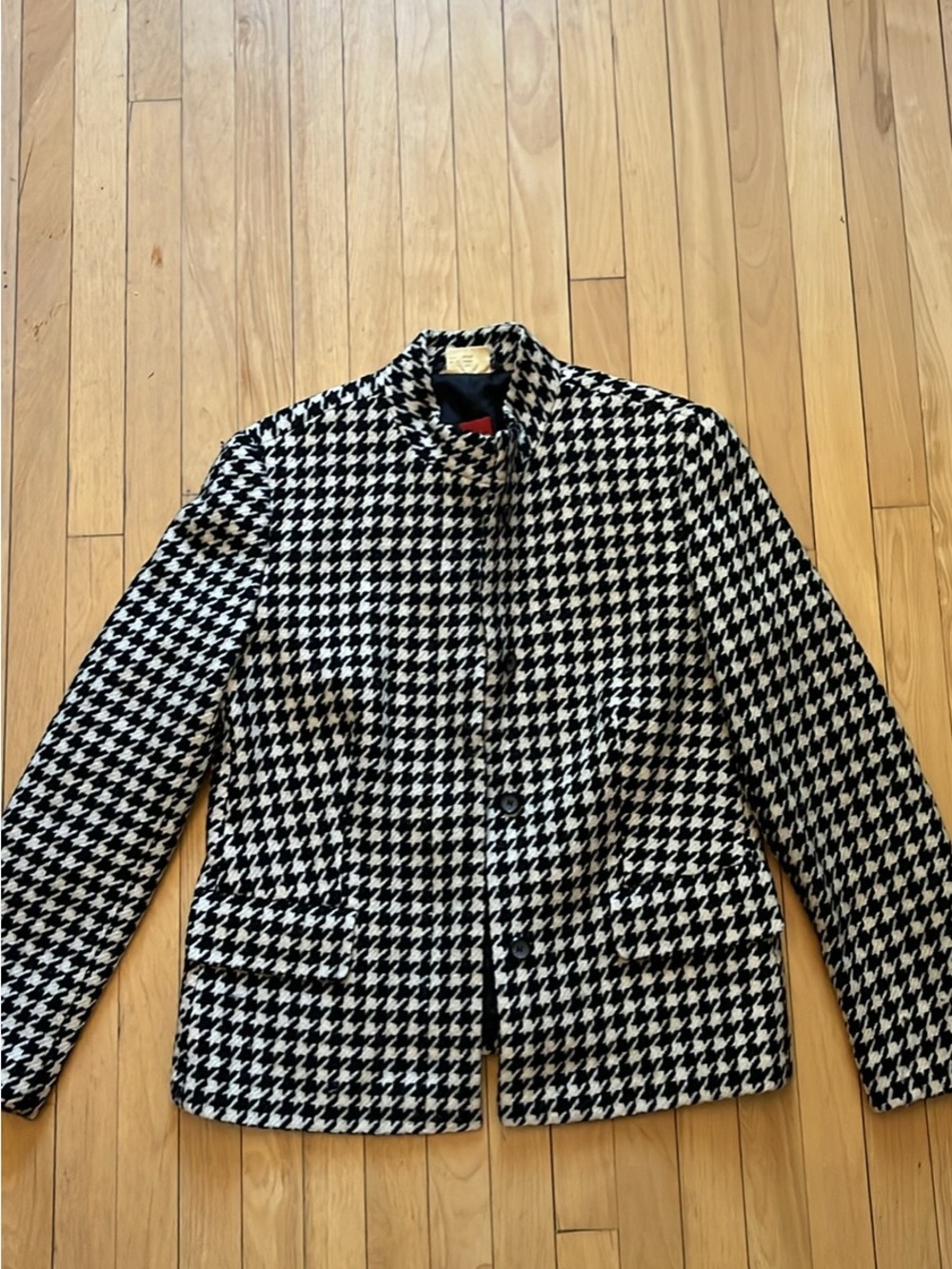Tailored Houndstooth Blazer Jacket - Black & White